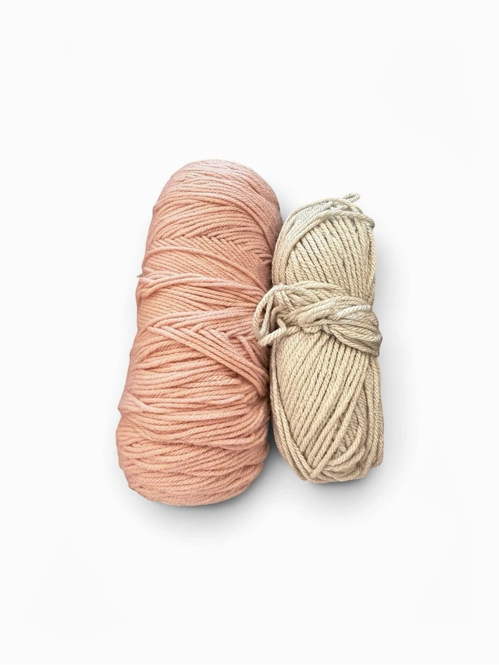 Mixed Lot Of 2 Yarn Skeins Used Neutral Tones Crochet Knit Pink Grey